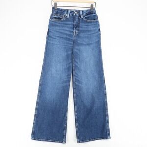 Good American Good Skate Jeans Womens 2 26 Blue High Rise Wide Leg Cashmere